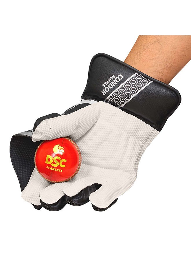 DSC Condor Ruffle Wicket Keeping Gloves | Size: Youth | For Men & Boys | Material: Leather | Flexibility and Comfort | Sweat absorbing wrist grip  - Image 3