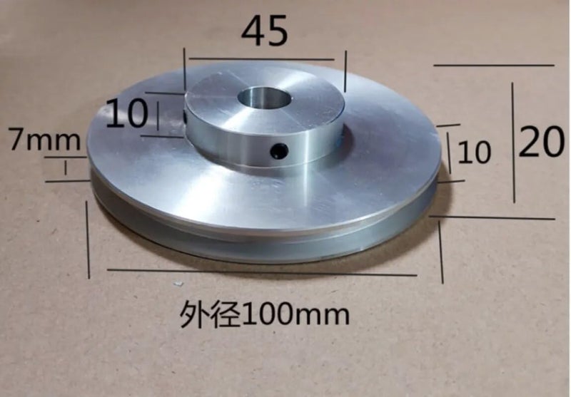 عدد 1 قطعة: بكرة ألمنيومية ذات شق واحد بقطر 100 مم لمحور المحرك - متوافقة مع حزام O-Belt، قطر الثقب من 8 إلى 25 مم (16 مم) - Image 2