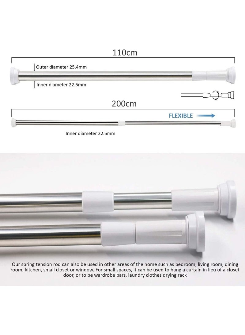 Rubik Shower Curtain Rod Adjustable 110-200cm Extendable Length Telescopic Tension Bar No Drill Type for Bathroom Cabinets Balcony (110cm to 200cm)  - Image 2