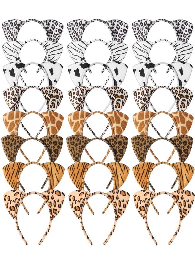 Hoemwarm Animal Ears Headband Assortment - Cheetah, Zebra, Leopard Ears Hairbands for Forest Theme Birthday, Cosplay Party Decorations and Supplies (24 Pieces) - Image 1