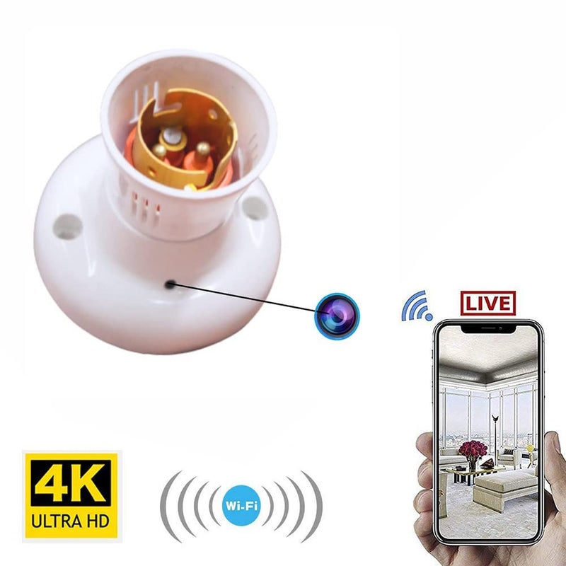 SMARTCAM SMARTCAM Spy Holder Hidden Camera Indoor Hidden Full HD 4K Spy Camera WiFi 1080p Bulb Holder Camera Mini Security Camera with Video Recording Watch Live 24 Hours  - Image 3