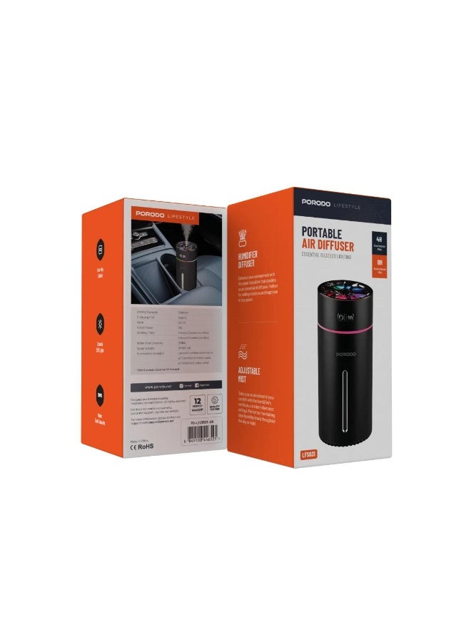 Porodo Lifestyle Portable Air Diffuser with Essential Oils, LED Light & 300ML Tank - Image 5