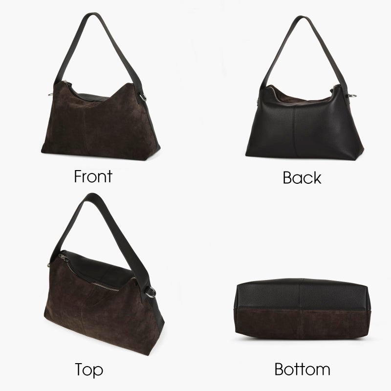 DONNAIN Suede Leather Crossbody Bags for Women, Slouchy Suede Shoulder Bag with Adjustable Wide Strap and Tote Handbag (Coffee) - Image 4