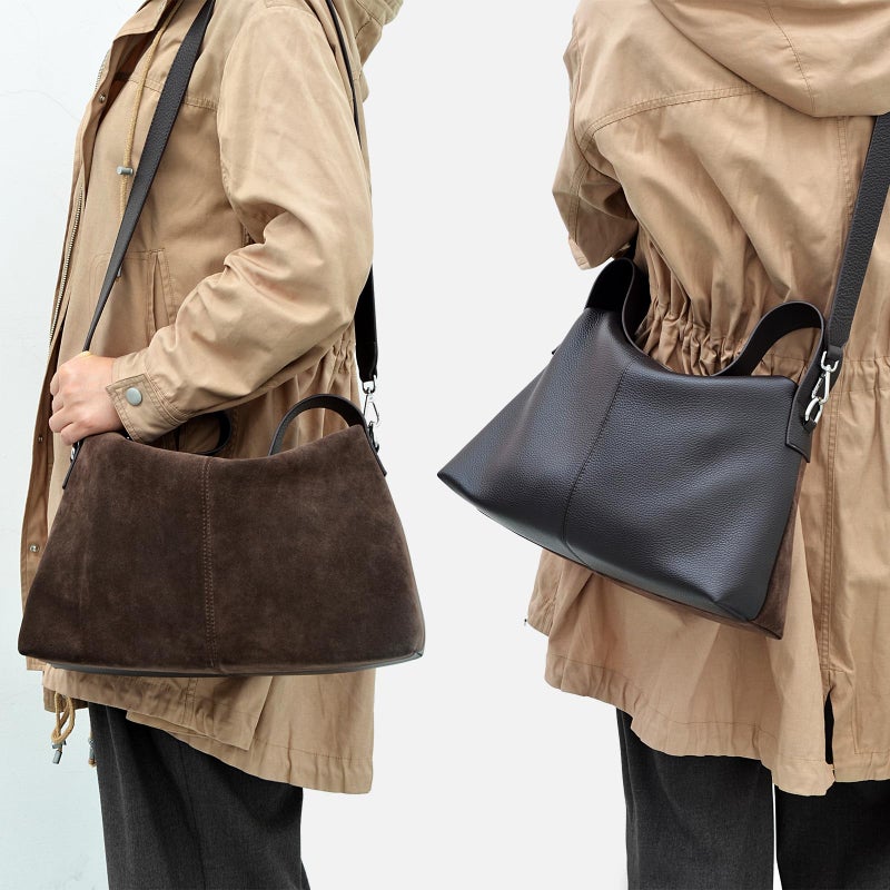 DONNAIN Suede Leather Crossbody Bags for Women, Slouchy Suede Shoulder Bag with Adjustable Wide Strap and Tote Handbag (Coffee) - Image 2