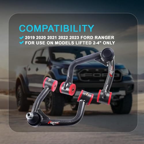 Autoptzxd Front Upper Control Arms with Ball Joint for 2019 2020 2021 2022 2023 Ford Ranger, 2-4" Lift Suspension Kit Adjustable Tubular Control Arms 2pcs - Image 2