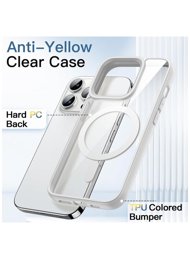 Denx Magnetic Case for iPhone 15 Pro Max [Shockproof & Slim] Clear Hard Back Cover with high-Grade Protection | White - Image 2