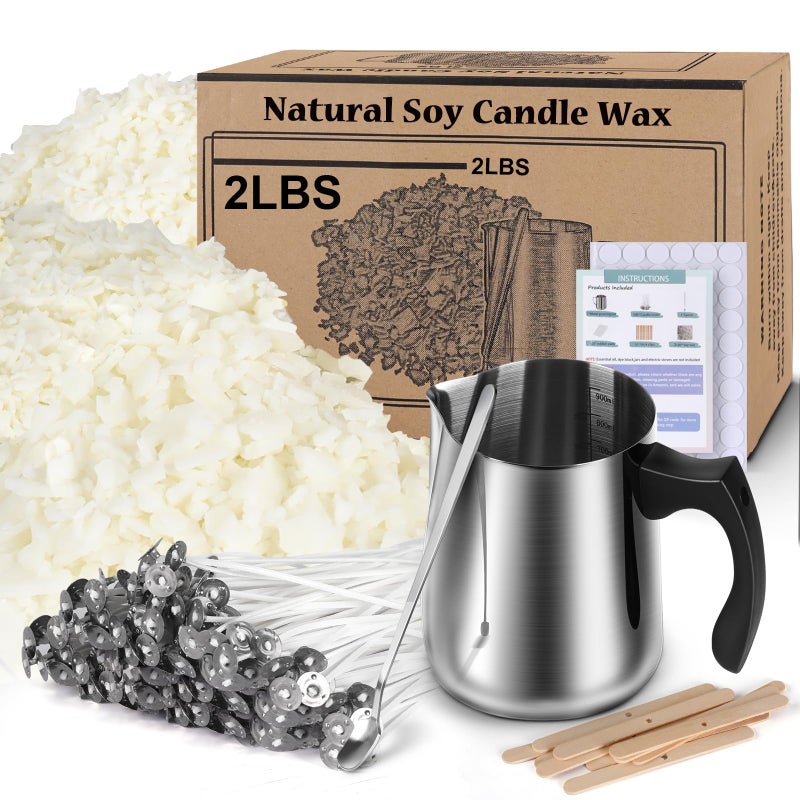 Soy Wax Candle Making Kit DIY Art Crafts Supplies for Adults Kids Including 2lbs Soy Wax Flakes 100 Candle Wick 10 Centering Devices Melting Pot