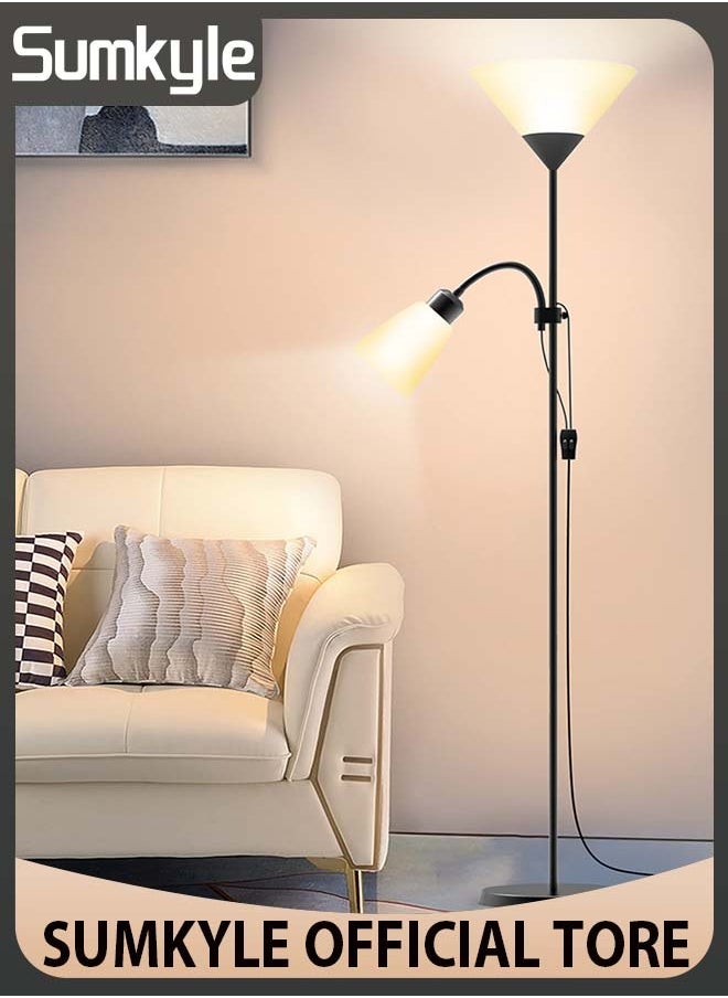 Sumkyle - Floor Lamp, Modern Design Standing Lamp, White Lampshade, Tall Lamp, Suitable for Living Room/Bedroom/Study/Office - Image 1