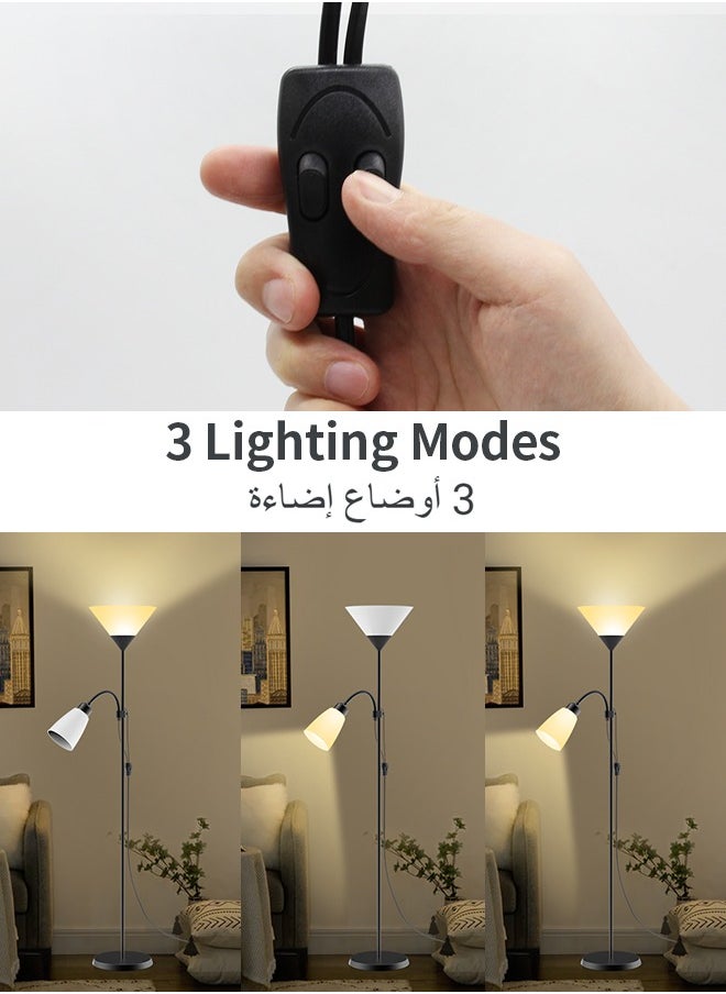 Sumkyle - Floor Lamp, Modern Design Standing Lamp, White Lampshade, Tall Lamp, Suitable for Living Room/Bedroom/Study/Office - Image 1