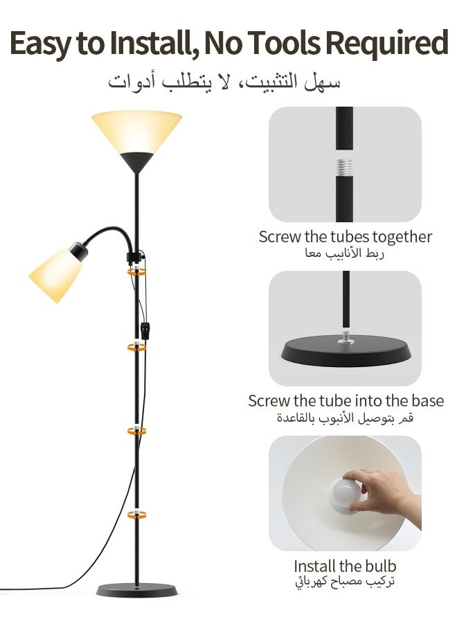 Sumkyle - Floor Lamp, Modern Design Standing Lamp, White Lampshade, Tall Lamp, Suitable for Living Room/Bedroom/Study/Office - Image 1