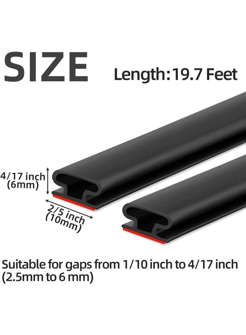 Relex 6M Door Weather Stripping Door Seal Strip, Self-Adhesive Rubber Door Insulation Weather Strip for Window and Door Soundproofing D Shape, Weatherstripping for Door Frame Gap Blocker (Black) - Image 2