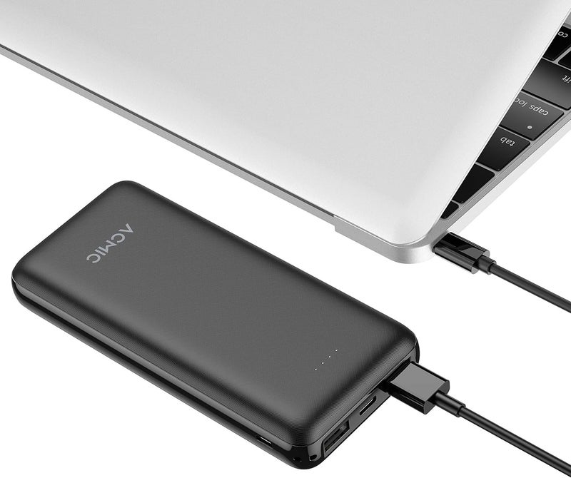 ACMIC Precision processed material Power Bank 20000mAh, Portable Charger PowerCore with Dual input Ports, 12W 2 USB 2.0 QI Fast Charging Power Bank Battery Pack for iPhone, Samsung, Huawei and etc - Black All consumer tier purchase options - Image 2