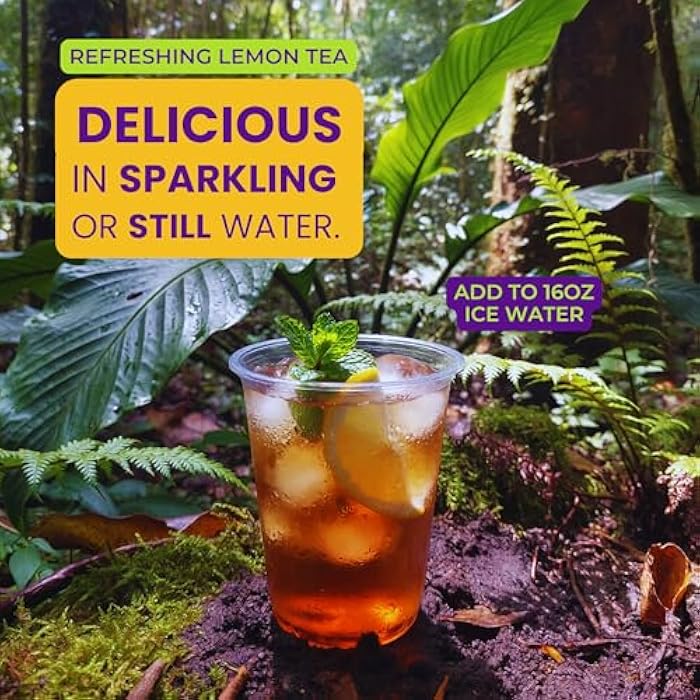 purple tree Organic Energy Stick Packets – Zero Sugar, 80mg Natural Caffeine from Yerba Mate & Guarana, with B12 Vitamins for Smooth, Crash-Free Energy – Lemon Iced Tea Flavor, 12 to-Go Packs - Image 4