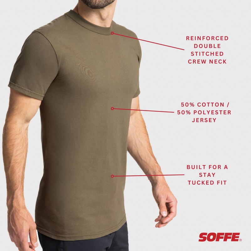 Soffe Men's 3 Pack - USA Poly/Cotton Military Tee, Tan, Large - Image 4