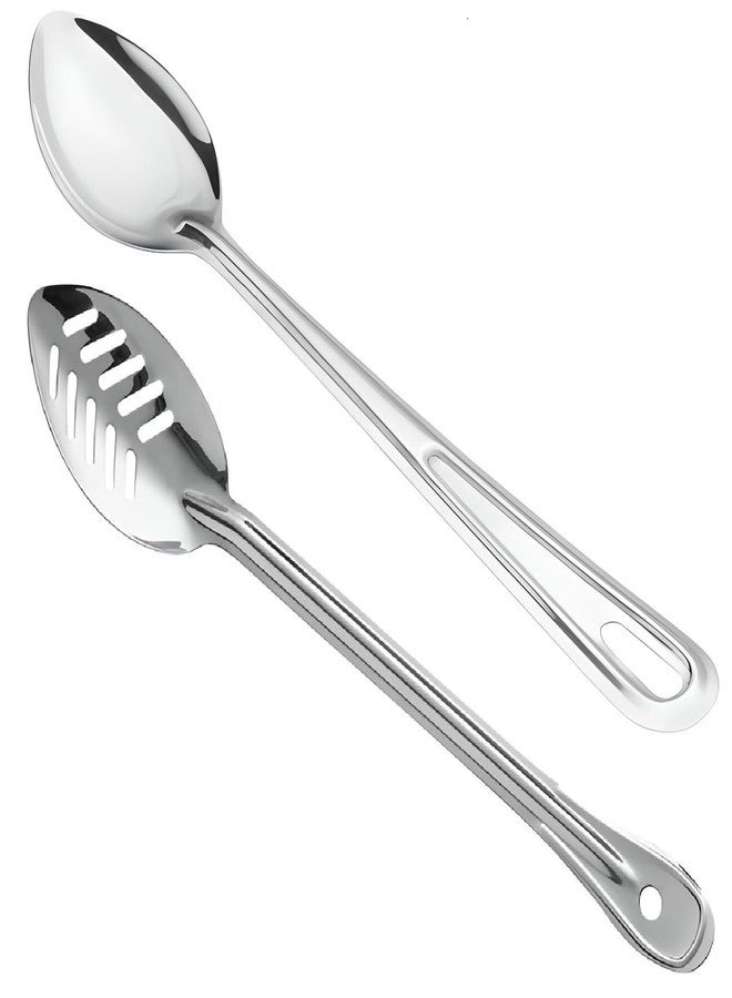 OCSParts OCS Parts 2-Pack Solid and Slotted Basting Spoons | Stainless Steel Stirring and Basting Spoons for Home and Commercial Kitchens | Dishwasher Safe (15-Inch) - Image 1