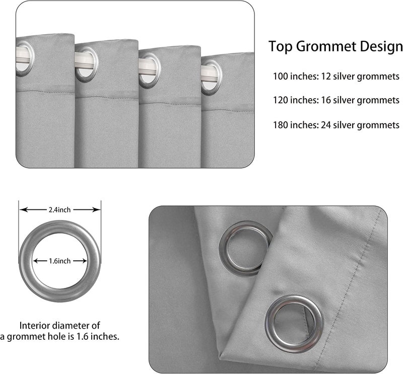 LORDTEX Silver Room Divider Curtains - Total Privacy Wall Room Divider Screens Sound Proof Wide Blackout Curtain for Living Room Bedroom Patio Sliding Door, 1 Panel, 15ft Wide x 9ft Tall - Image 3