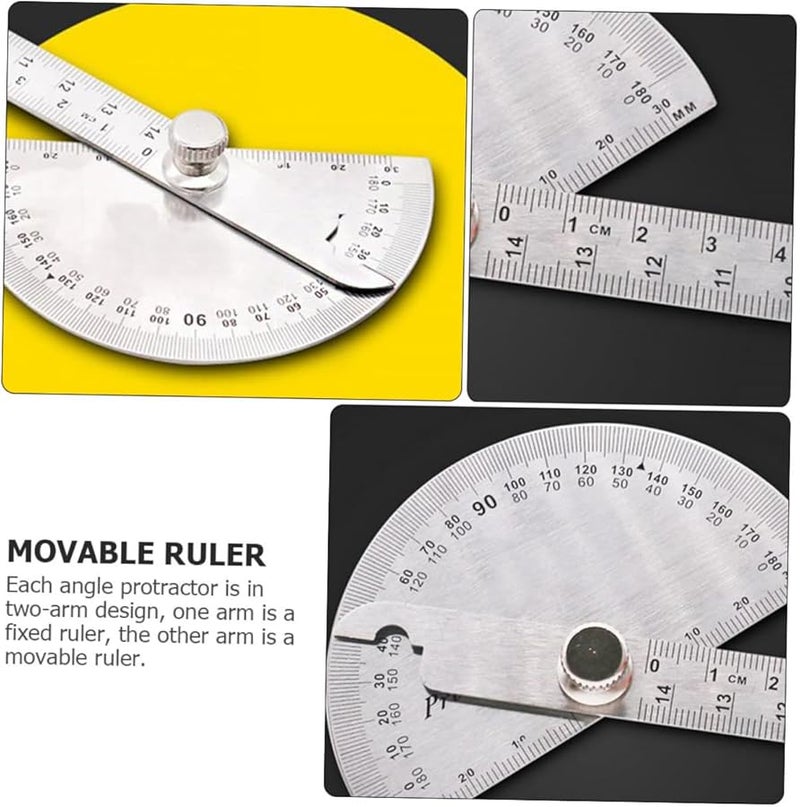 منقلة زاوية من الفولاذ المقاوم للصدأ مع مسطرة دوارة وأذرع قياس مزدوجة لأعمال النجارة والهندسة - Image 5