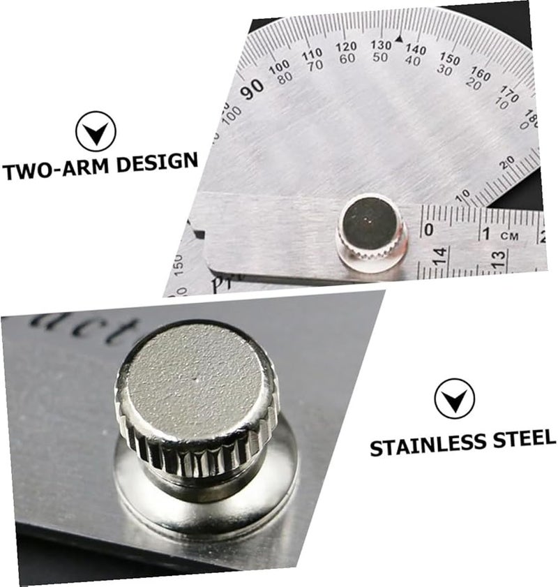 منقلة زاوية من الفولاذ المقاوم للصدأ مع مسطرة دوارة وأذرع قياس مزدوجة لأعمال النجارة والهندسة - Image 3