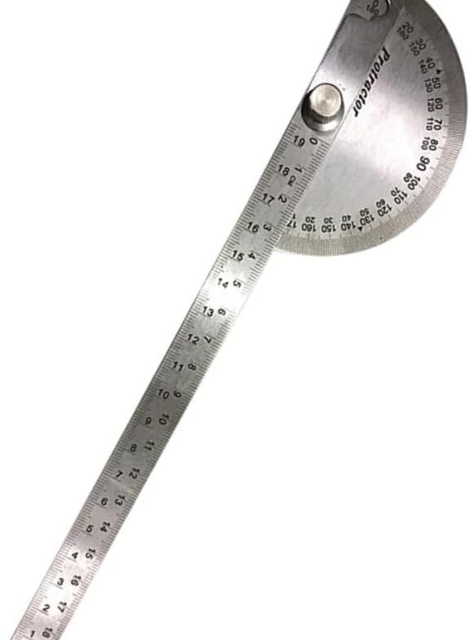 منقلة زاوية من الفولاذ المقاوم للصدأ مع مسطرة دوارة وأذرع قياس مزدوجة لأعمال النجارة والهندسة - Image 2