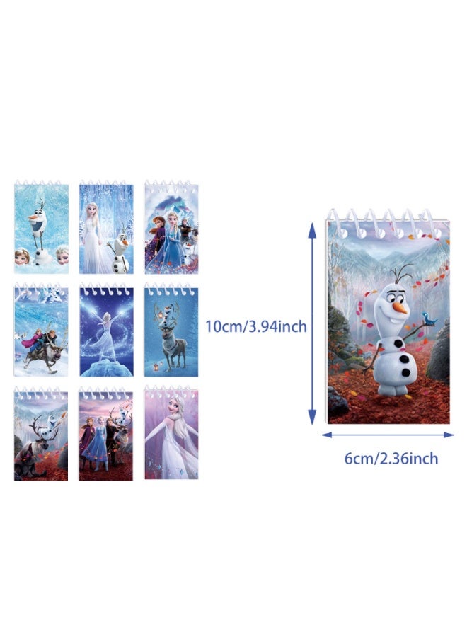 Disney 10-pack cartoon Frozen pattern pocket notebook set, spiral portable notepad with blank and lined paper, mini diary notepad A7 - Image 3