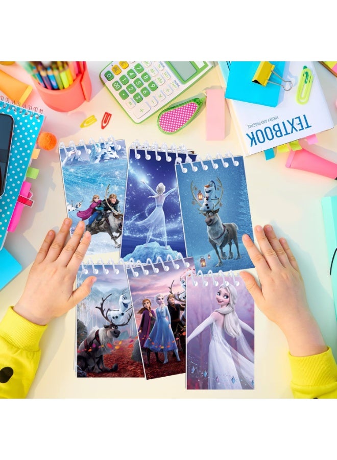 Disney 10-pack cartoon Frozen pattern pocket notebook set, spiral portable notepad with blank and lined paper, mini diary notepad A7 - Image 2