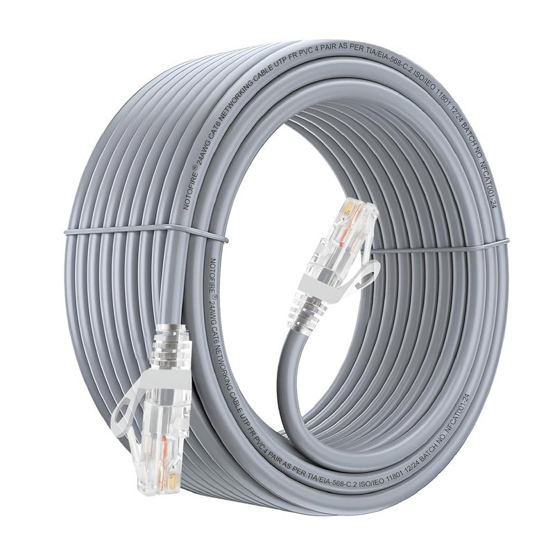 Valuecon NOTOFIRE Cat6 Ethernet Cable,High Speed 550MHZ/10 Gigabit Speed UTP LAN Cable,Network Cable Internet Cable RJ45 Cable LAN Wire,Patch Computer Cord Gigabit Category 6 for Modem(20 MTR),Grey - Image 1