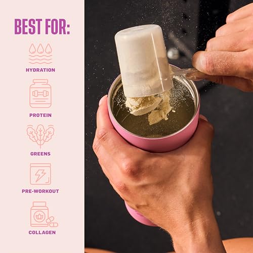 BlenderBottle بلندر بوتل 2 في 1 زجاجة شاي معزولة من الفولاذ المقاوم للصدأ، غطاء مانع للتسرب، قشة، بلندر بول، خالية من BPA، لشيكات البروتين، العصائر، وما قبل التمرين، 24 أونصة، وردي (بتلة الورد) - Image 4