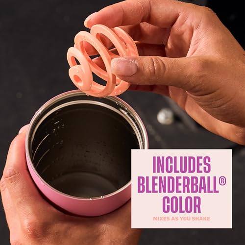 BlenderBottle بلندر بوتل 2 في 1 زجاجة شاي معزولة من الفولاذ المقاوم للصدأ، غطاء مانع للتسرب، قشة، بلندر بول، خالية من BPA، لشيكات البروتين، العصائر، وما قبل التمرين، 24 أونصة، وردي (بتلة الورد) - Image 3