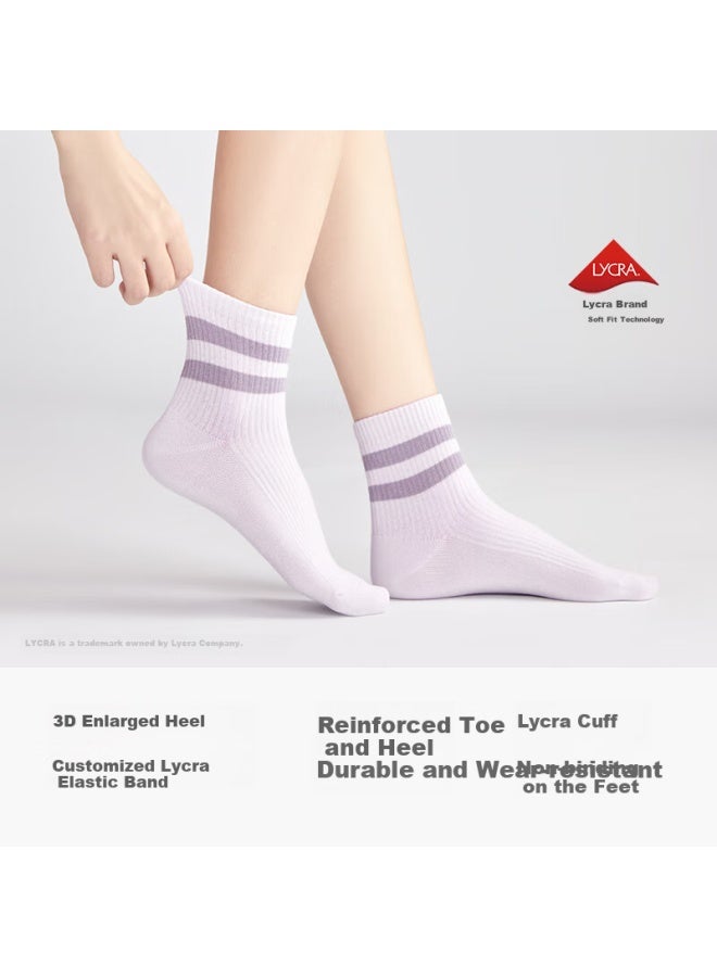 B&C.ROOM Cotton Bamboo House Women's Mid-calf Sports Socks For Spring And Summer, Sweat-absorbent Cotton Socks, Antibacterial Socks, Odor-resistant And Breathable Trendy Socks, 5 Pairs - Image 2