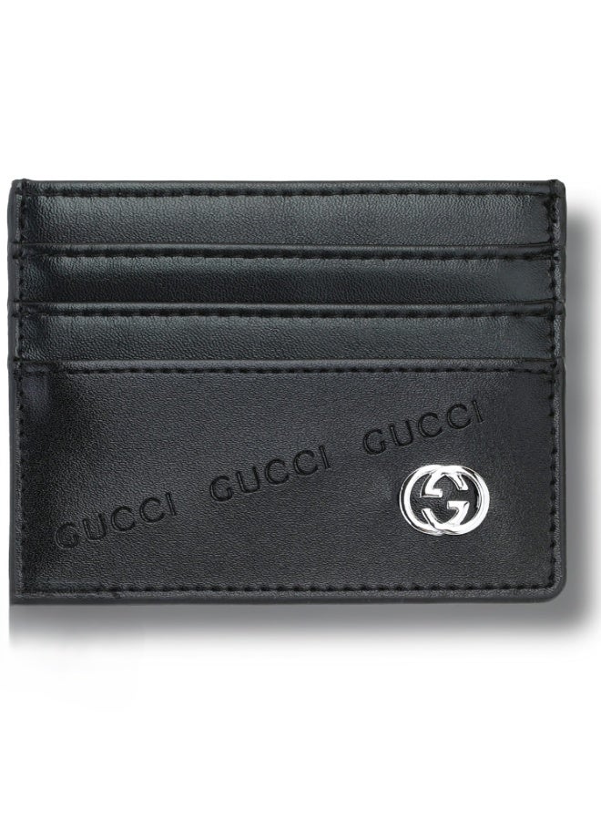 Gucci GG Black Leather Card Holder – Luxury Slim Designer Card Case for Men & Women - Image 1