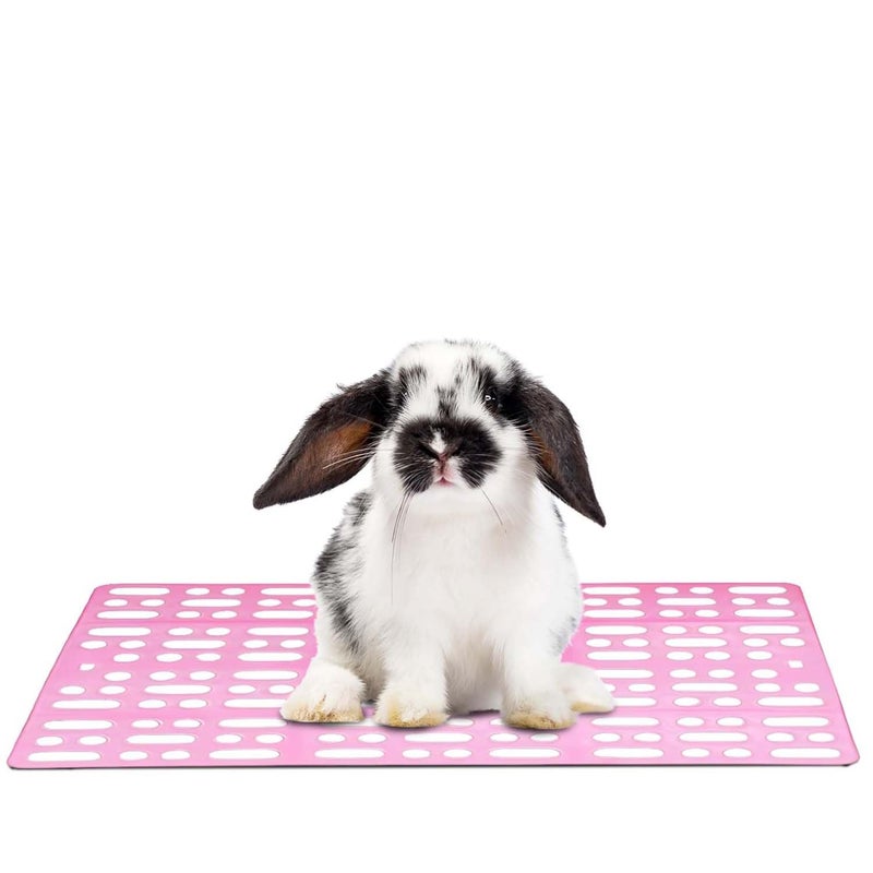 Sage Square Rabbit Floor Mat – Soft & Comfortable Mat for Small Pets, Indoor Use, Durable, Non-Slip, Easy Clean, Pet-Safe, Ideal for Providing Comfort, Warmth, Hygiene in Pet Areas or Cages (Pink) - Image 1