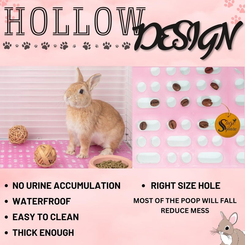 Sage Square Rabbit Floor Mat – Soft & Comfortable Mat for Small Pets, Indoor Use, Durable, Non-Slip, Easy Clean, Pet-Safe, Ideal for Providing Comfort, Warmth, Hygiene in Pet Areas or Cages (Pink) - Image 4