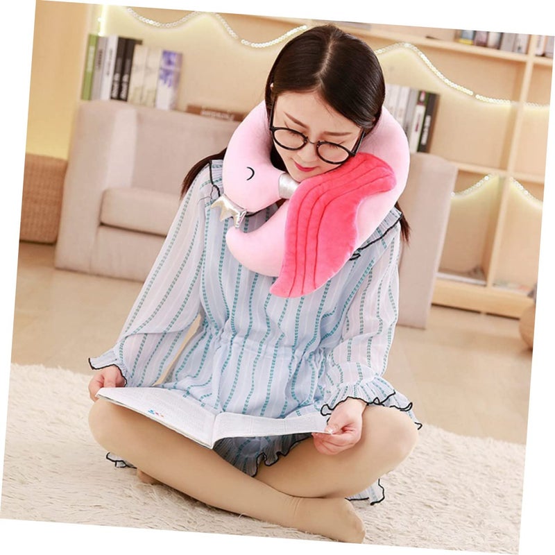 Flamingo Cartoon U Shaped Travel Neck Pillow Lightweight Comfortable for Office Car Sleep - Image 4