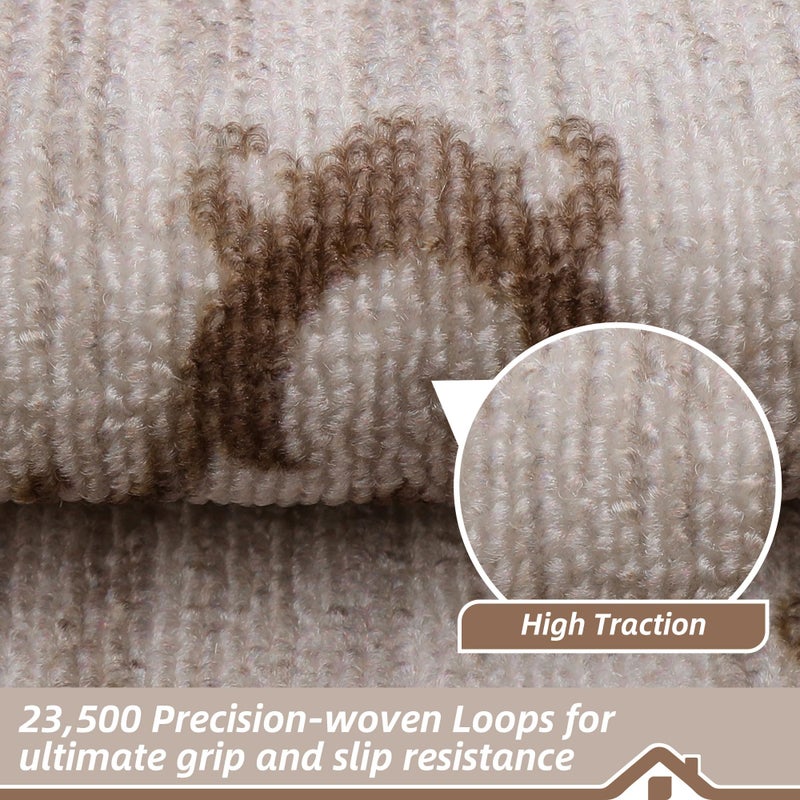BEQHAUSE Stair Treads for Wooden Steps Non-Slip Indoor Stair Runner Washable Carpet for Stairs Self-Adhesive Stair Rug for Elders Kids and Pets, 8X30 in, 15 PCS, Classical Florals, Red/Brown - Image 3