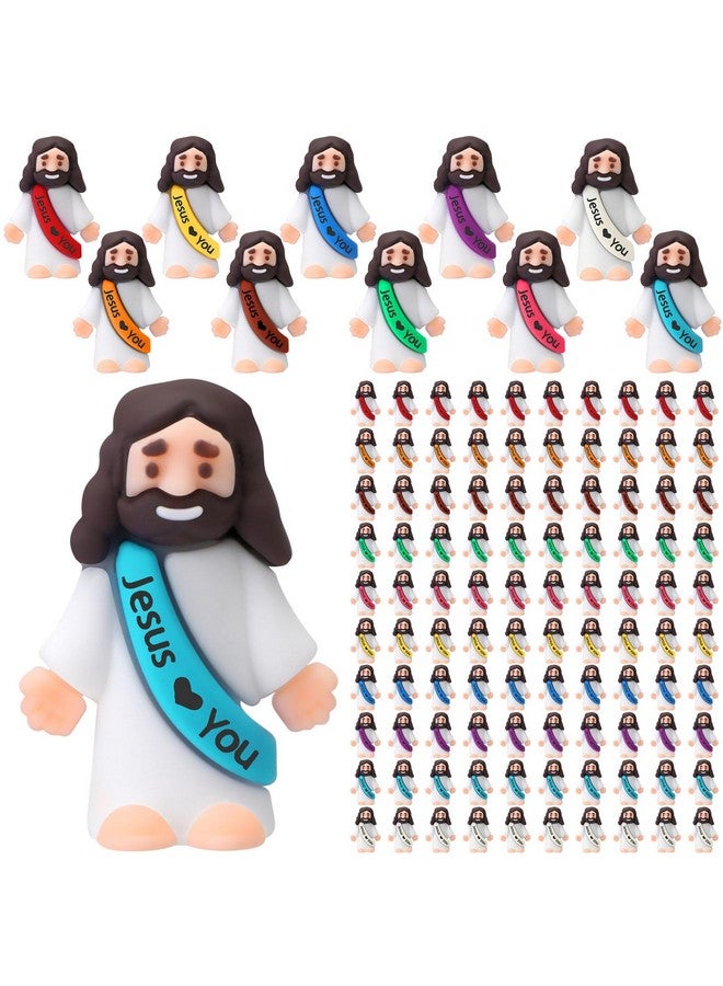 Bememo Bememo 100 Pcs Little Jesus Figures Easter Jesus Loves You Original Design Religious Toys Little Figures to Hide and Seek Sunday School Religious Party Favors for Easter Egg Stuffers(Vibrant Color) - Image 1