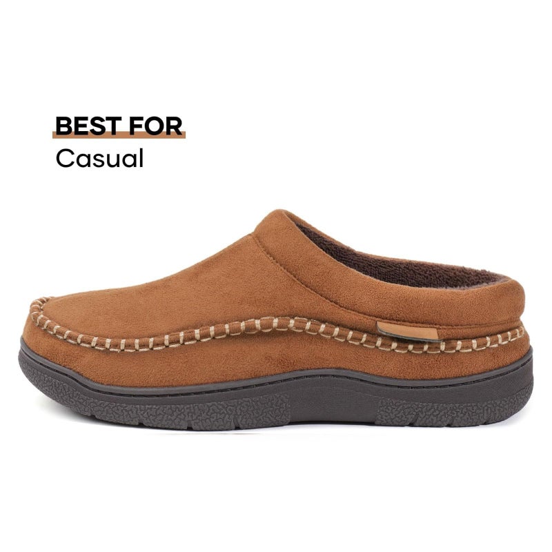 Zigzagger Men's Slip On Moccasin Slippers, Indoor/Outdoor Warm Fuzzy Comfy House Shoes, Fluffy Wide Loafer Slippers,Pumpkin, 10.5 D(M) US - Image 5