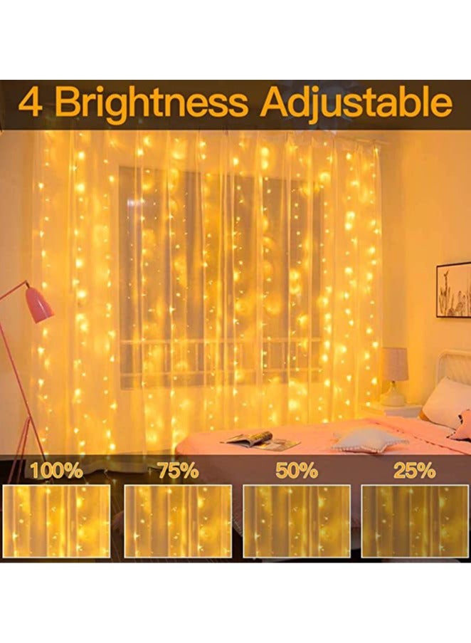 VIUAUAX 300LED Fairy Curtain Lights, Curtain Decorative String Lights, USB Plug in 8 Modes Fairy String Lights with Remote Controller And  Hook for Bedroom, Indoor, Outdoor, Weddings, Party, Decorations, 3M*3M, Warm White - Image 4