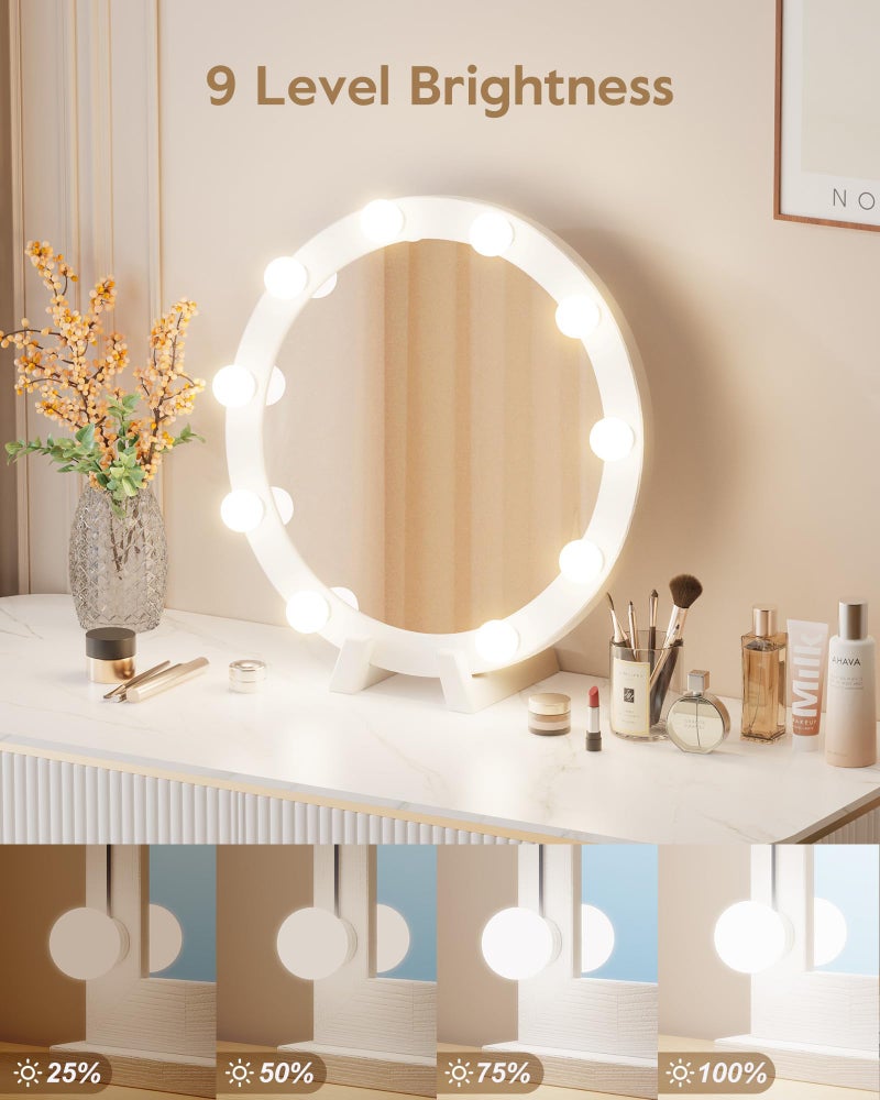 Brightown Hollywood Style Led Vanity Mirror Lights Kit - Vanity Lights Have 10 Dimmable Light Bulbs for Makeup Dressing Table and Power Supply Plug in Lighting Fixture Strip, White (No Mirror Included) - Image 2