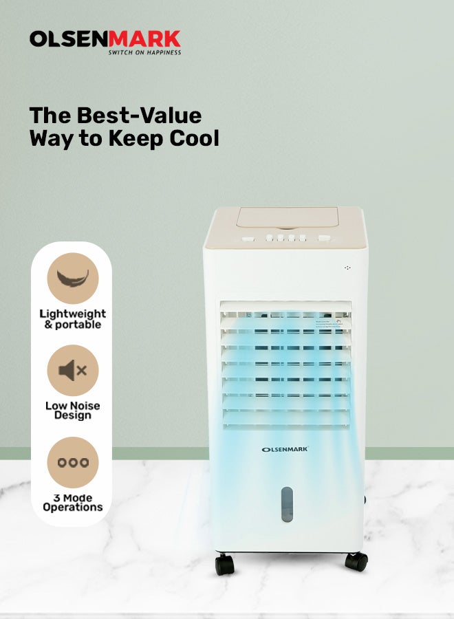 Olsenmark Multi-functional Air cooler (Air Purifier, Humidifier and Air Cooler ) Ultra-quiet & Safe design, Adjustable Speed, Light and Portable, Ice packs & Dust Gauze 6 L 65 W OMAC1783 White - Image 2