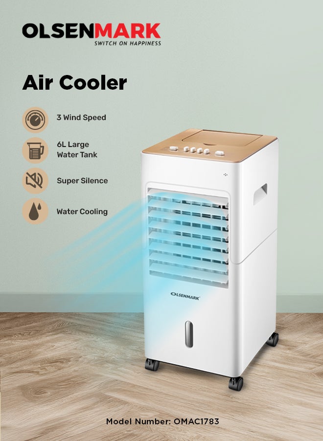 Olsenmark Multi-functional Air cooler (Air Purifier, Humidifier and Air Cooler ) Ultra-quiet & Safe design, Adjustable Speed, Light and Portable, Ice packs & Dust Gauze 6 L 65 W OMAC1783 White - Image 5