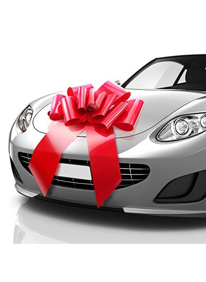 MIFFLIN - USA Big Car Bow Red 23 inch Gift Bow Giant Bow for Car Birthday Bow Huge Car Bow Car Bows Big Red Bow Bow for Gifts Bow for Cars Gift Wrapping Big Gift Bow - Image 1