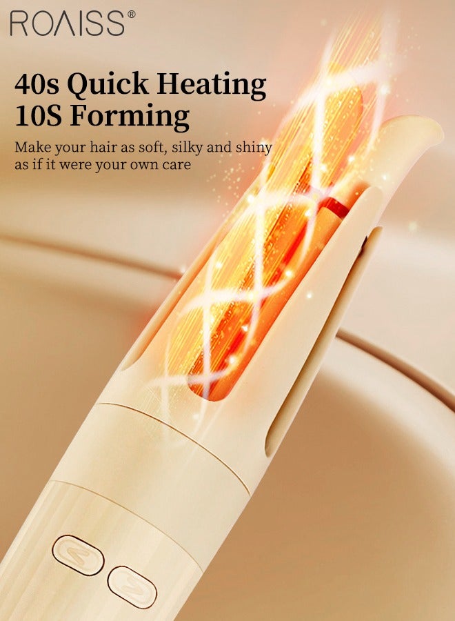 رويس حديد تجعيد الشعر الأوتوماتيكية ذات الأيونات السالبة، عصا تجعيد دوارة 32 مم، حديد تجعيد قابلة للتعديل مع 3 إعدادات لدرجة الحرارة، أسطوانة سيراميك سريعة التسخين، مضادة للحروق، مضادة للتشابك للشعر المتوسط ​​والطويل (أصفر) - Image 4
