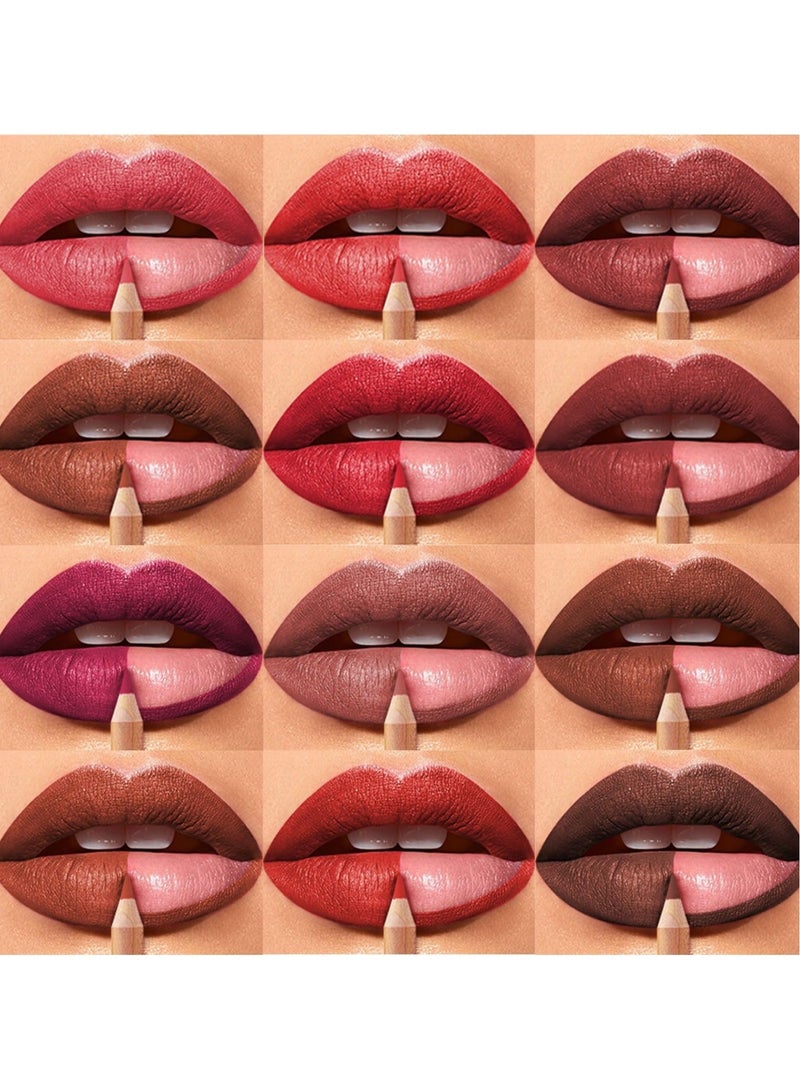 Captaintech Matte Lip Liner Pencil Set, 12 Colors, High Pigmented, Waterproof, Long Lasting Lipstick Pen, Non Stick Cup Matte Lip Gloss, Smooth Lip Plumper Makeup Gift Set for Women and Girls - Image 2