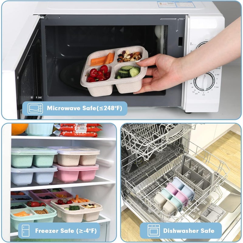 4 Pack Snack Containers - 4 Compartment Bento Snack Box for Kids and Adults - Image 5