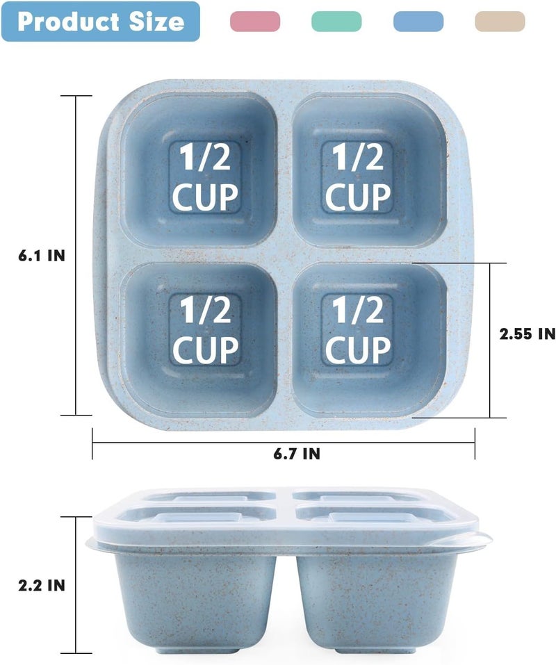 4 Pack Snack Containers - 4 Compartment Bento Snack Box for Kids and Adults - Image 3