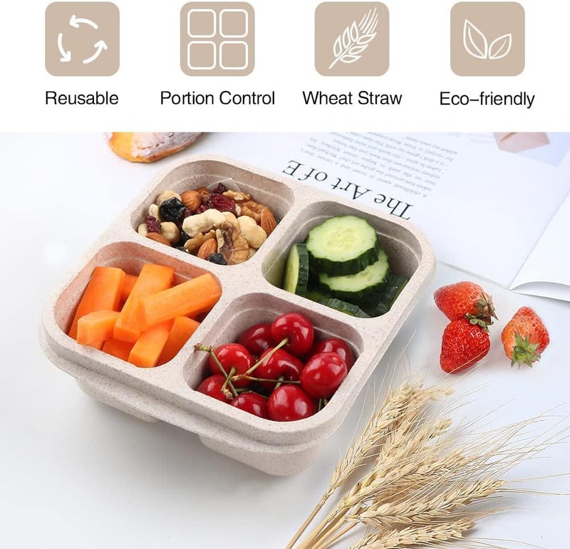 4 Pack Snack Containers - 4 Compartment Bento Snack Box for Kids and Adults - Image 2