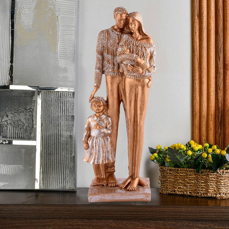 zart Resin Love Family Couple Showpiece for Home Decor Showpiece Perfect for Home Shelves Decor Showpiece Golden 15L x 10W x 19H Centimeters - Image 1