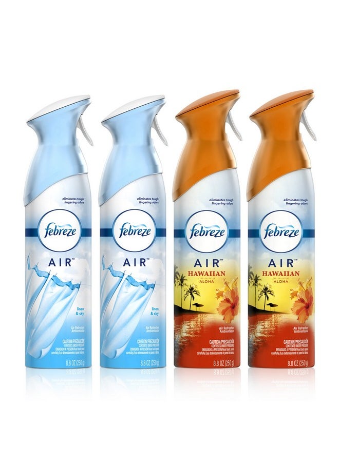 febreze Air Freshener And Odor Eliminator Spray Linen & Sky And Hawaiian Aloha Scents 8.8Oz (Pack Of 4)  - Image 1