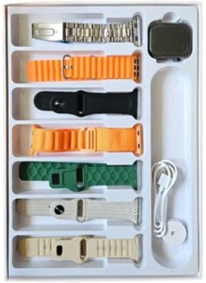 WISME ساعة ذكية WS-86 ماكس 7 في 1 مع 7 أزواج من الأساور، مقاومة للماء، عمر بطارية طويل، ساعة ذكية صحية باللون الأسود - Image 3