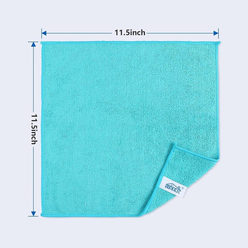 قطعة قماش تنظيف من الألياف الدقيقة HOMEXCEL 210GSM، عبوة من 12 قطعة، مقاس 11.5 × 11.5 بوصة، مناشف تنظيف فائقة النعومة وعالية الكثافة وغير كاشطة للسيارات والزجاج والمطبخ، قطع قماش قابلة لإعادة الاستخدام، ألوان: أزرق/أخضر/أصفر/وردي - Image 2